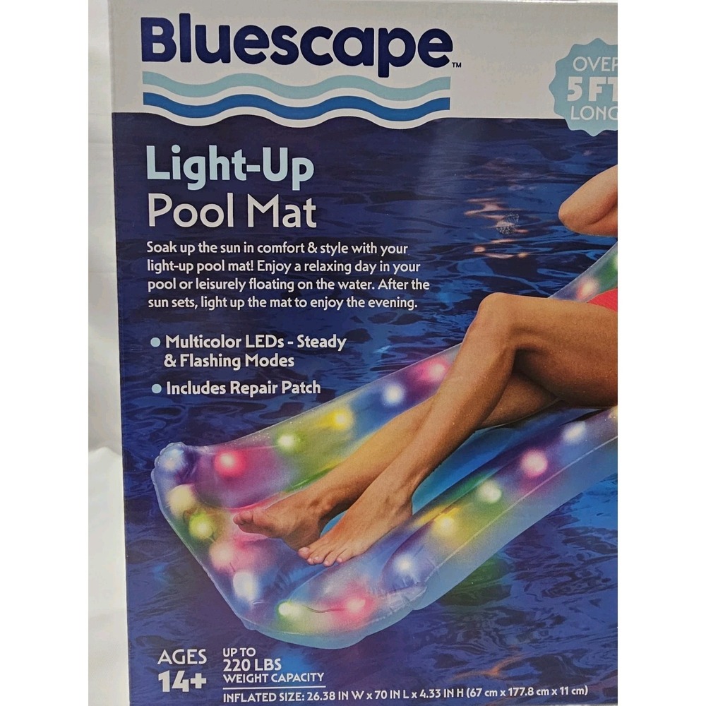 New Bluescape Inflatable Pool Mat‎ Float Color Changing LED Batteries Included - Picture 2 of 5